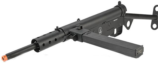 AGM Full Metal WWII MkII Sten British 9mm Full Auto Airsoft AEG SMG - Black - Evike