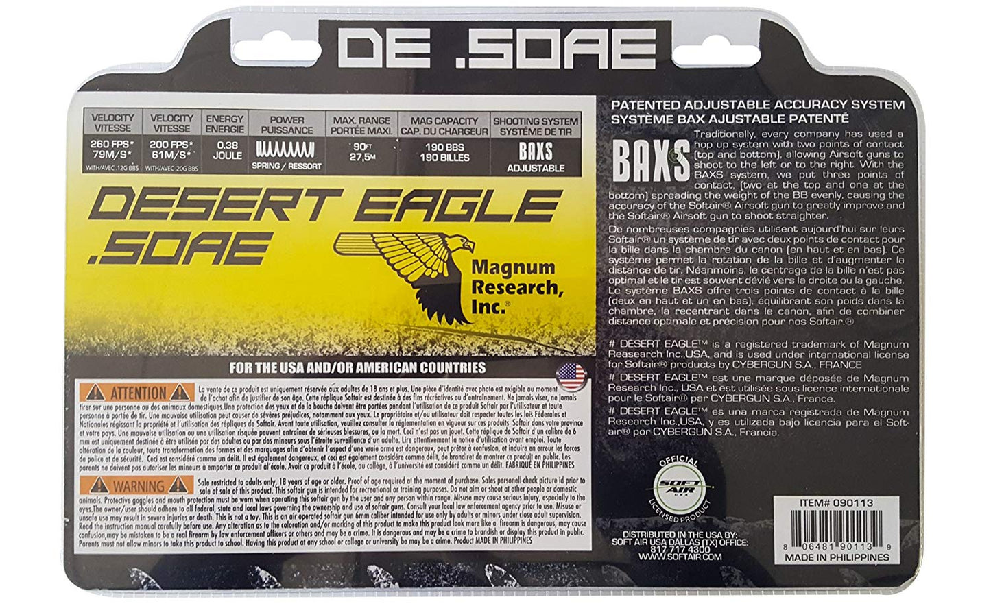 Desert Eagle Spring Powered Airsoft Pistol - Black/Dark Earth - Cybergun