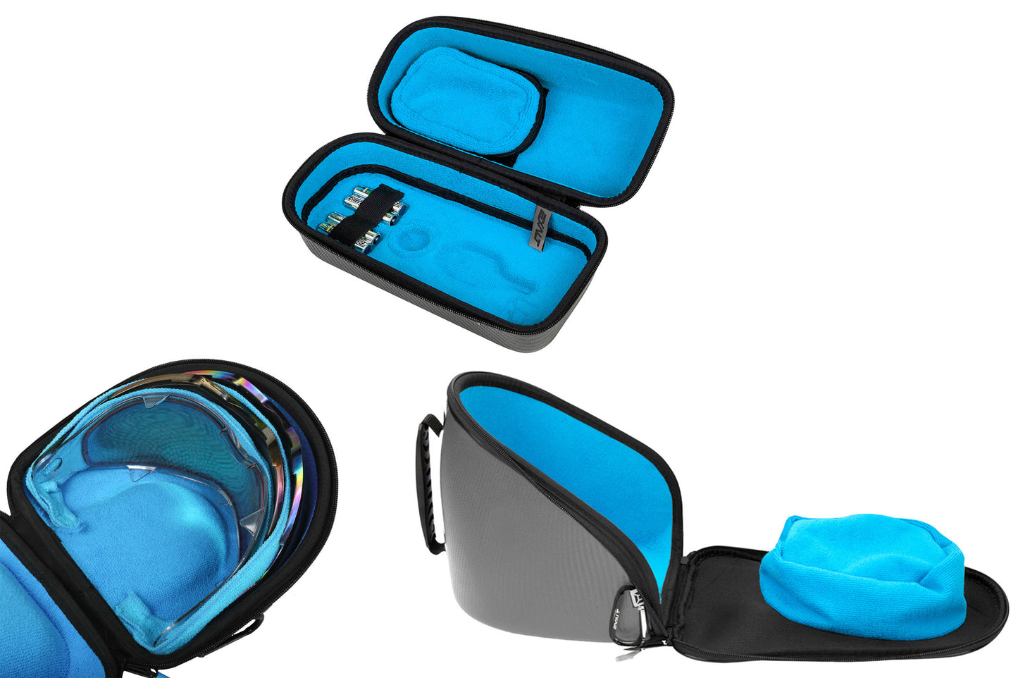 Exalt LE Universal Carbon V3 Goggle & V3 Lens & Loader Case - Charcoal Grey / Cyan Microfiber - Exalt