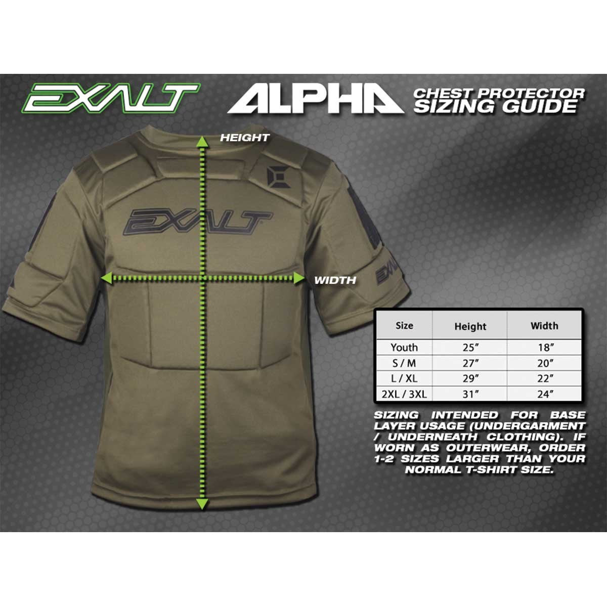 Exalt Alpha Chest Protector Olive - Youth - Exalt