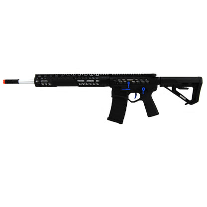 EMG x F1 UDR-15 Skeletonized eSilverEdge Airsoft AEG Rifle w/ C7M M-LOK Handguard - Black & Blue