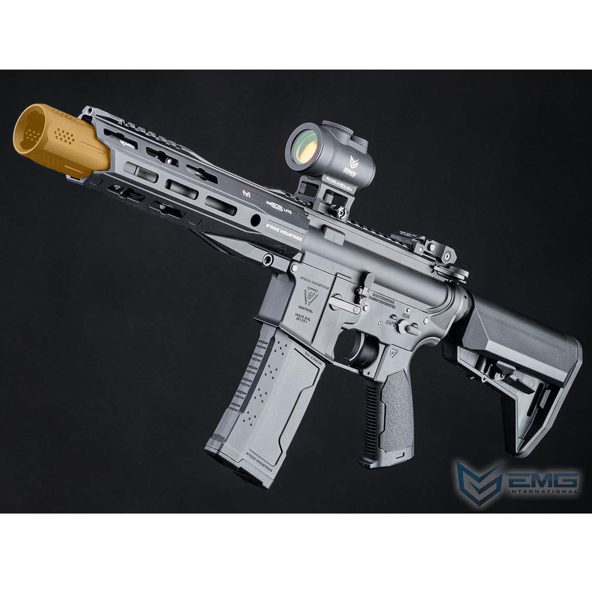 EMG Custom Built Strike Industries Licensed "Sentinel" AR-15 Airsoft AEG Rifle w/ GRIDLOK® LITE Handguard - Black - 8.5" Rail