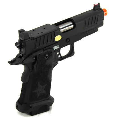 6mmProShop Staccato Licensed C2 Compact 2011 Gas Blowback T8 Airsoft Pistol - Black - Green Gas