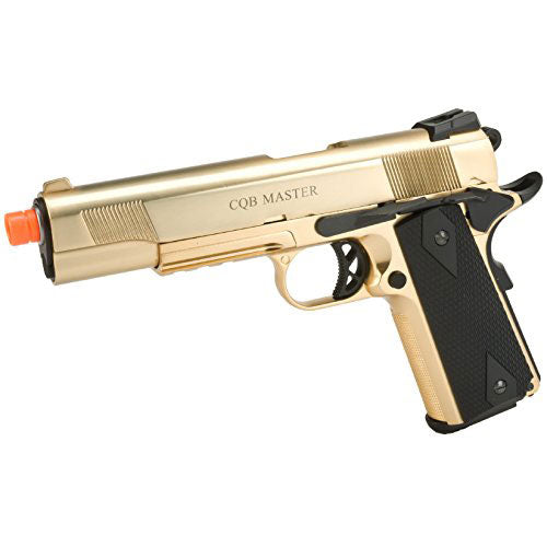 WE-USA Metal 1911 Railed Frame Gas Blowback Airsoft Pistol - Gold Plated