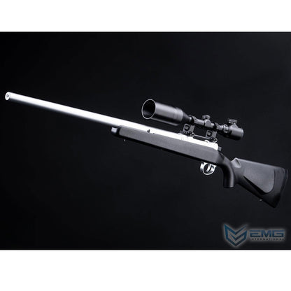 EMG Barrett Fieldcraft Precision Bolt-Action Green Gas Airsoft Sniper Rifle w/ Featherweight Zero Trigger - Black with Stainless Barrel - 350fps