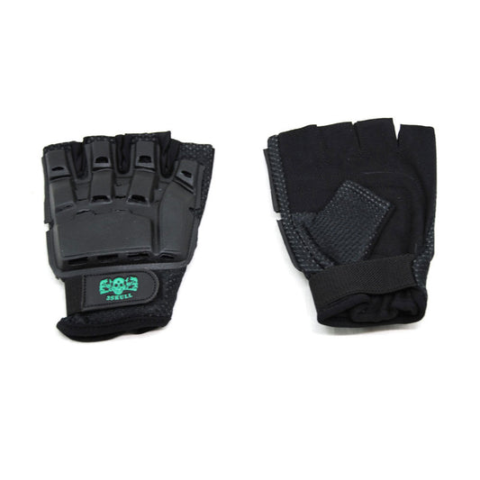 3Skull Hard Back Half Finger Gloves Black