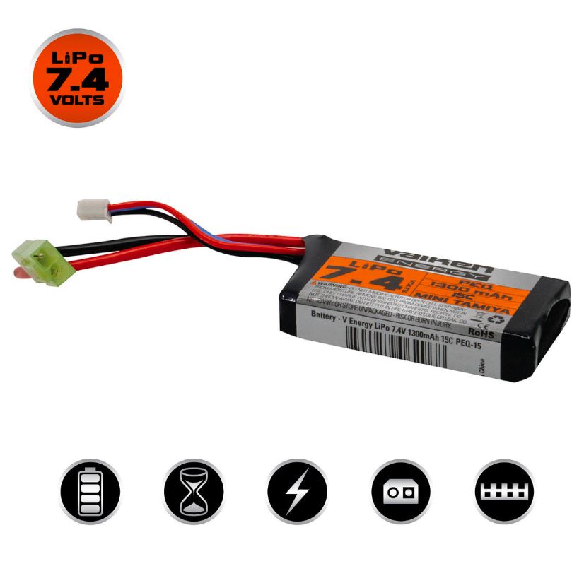 Valken 7.4V 1300mAh 30C LiPo Battery PEQ-15 Style