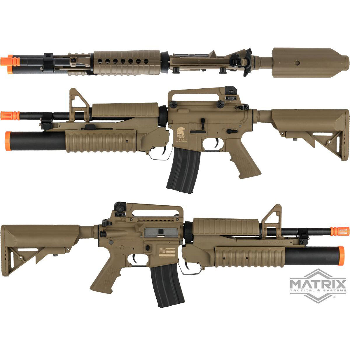 Matrix / S&T Sportsline M4 Airsoft AEG Rifle w/ G3 Micro-Switch Gearbox - M4A1 w/ M203 - 400fps - Dark Earth