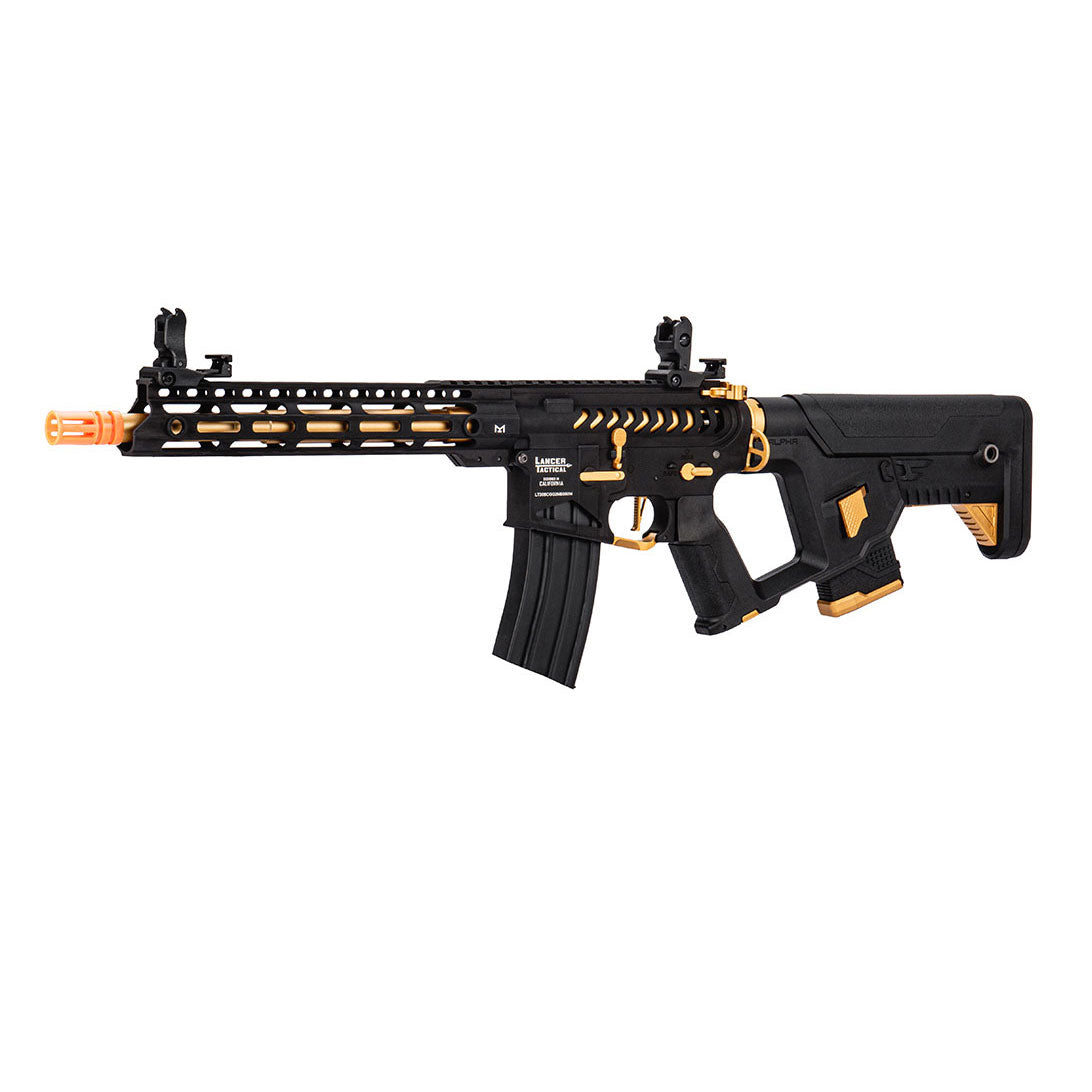 Lancer Tactical Enforcer BLACKBIRD Skeleton AEG Airsoft Rifle w/ Alpha Stock - Black/Gold
