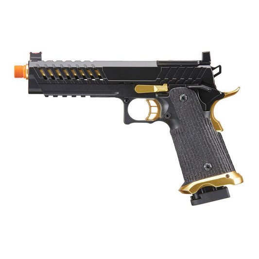 Lancer Tactical Knightshade Hi-Capa Gas Blowback Airsoft Pistol w/ Red Dot Mount - Black & Gold