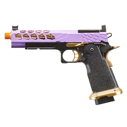 Lancer Tactical Stryk Hi-Capa 5.1 Gas Blowback Airsoft Pistol w/ Red Dot Mount - Purple/Gold