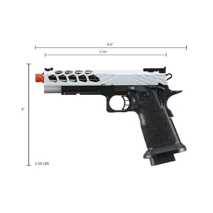 Lancer Tactical Stryk Hi-Capa 5.1 Gas Blowback Airsoft Pistol - Black/Silver