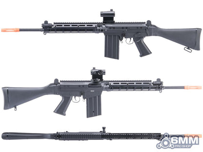 6mmProShop FAL Carbine Airsoft AEG w/ M-LOK Handguard - Rifle Barrel - Full Stock