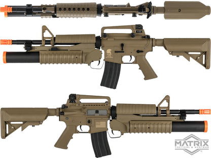 Matrix / S&T Sportsline M4 Airsoft AEG Rifle w/ G3 Micro-Switch Gearbox - M4A1 w/ M203 - 400fps - Dark Earth