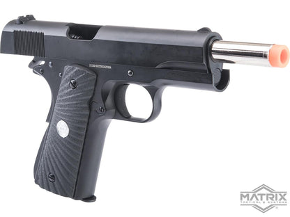 Matrix x Golden Eagle Full Metal M1911A1 Gas Blowback Airsoft Pistol - Black - Eagle Wing Grips