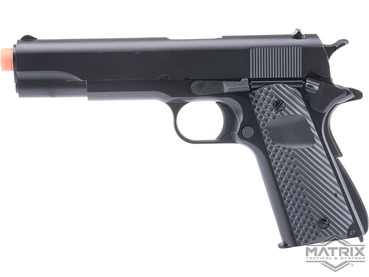Matrix x Golden Eagle Full Metal M1911A1 Gas Blowback Airsoft Pistol - Black - Golf Ball Grips