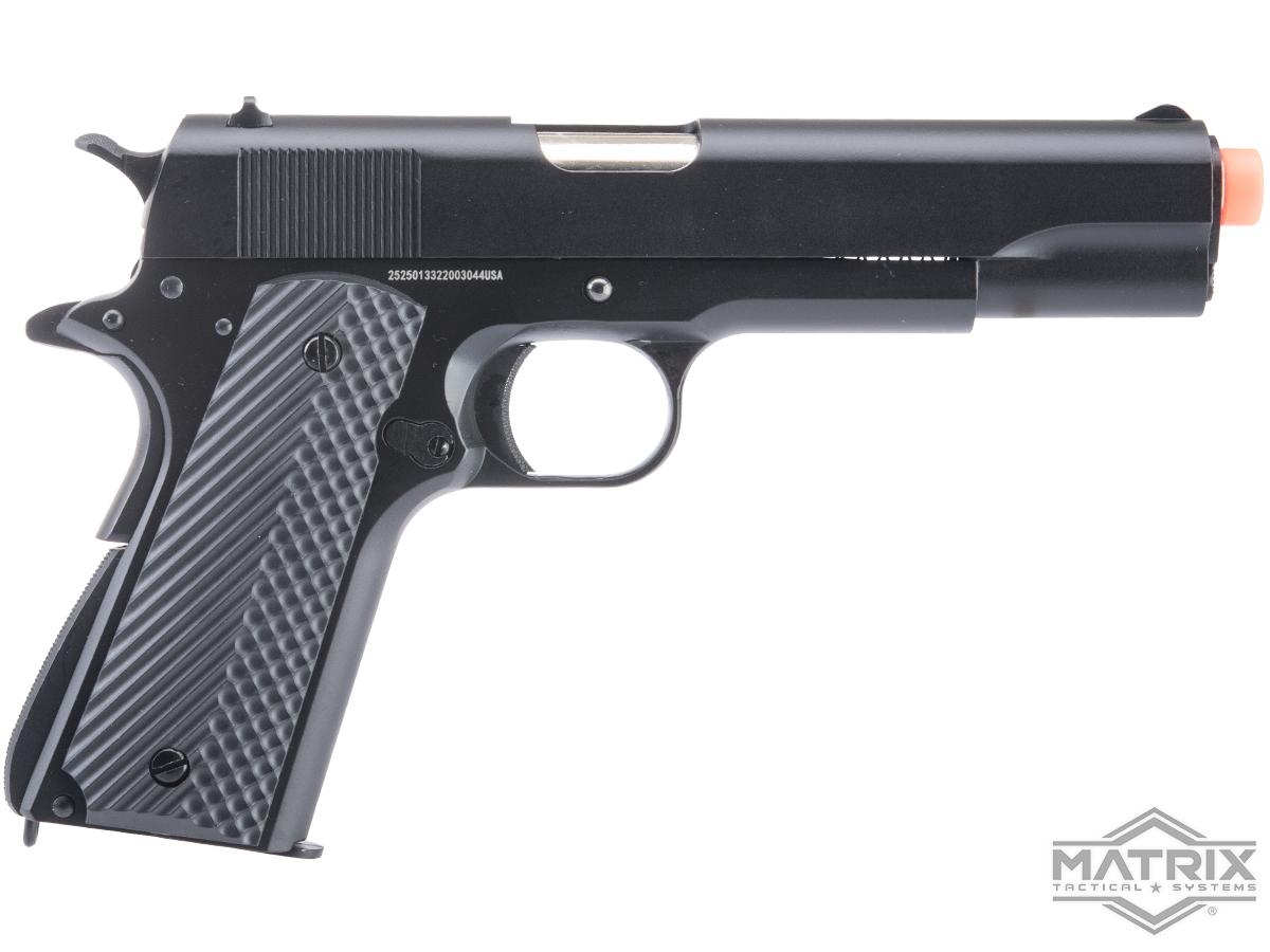 Matrix x Golden Eagle Full Metal M1911A1 Gas Blowback Airsoft Pistol - Black - Golf Ball Grips