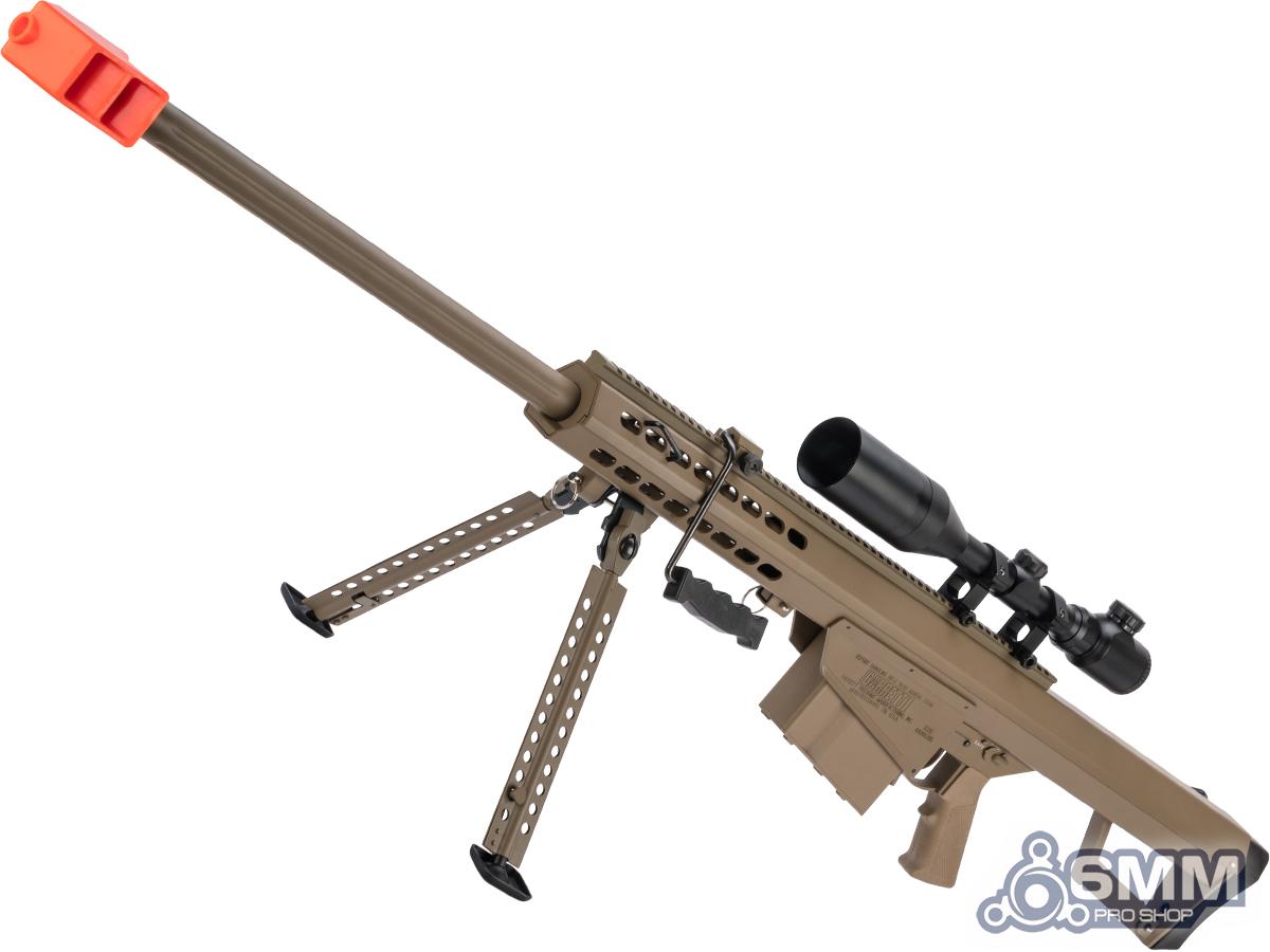 6mmProShop Barrett Licensed M82A1 Bolt Action Powered Airsoft Sniper Rifle - Tan