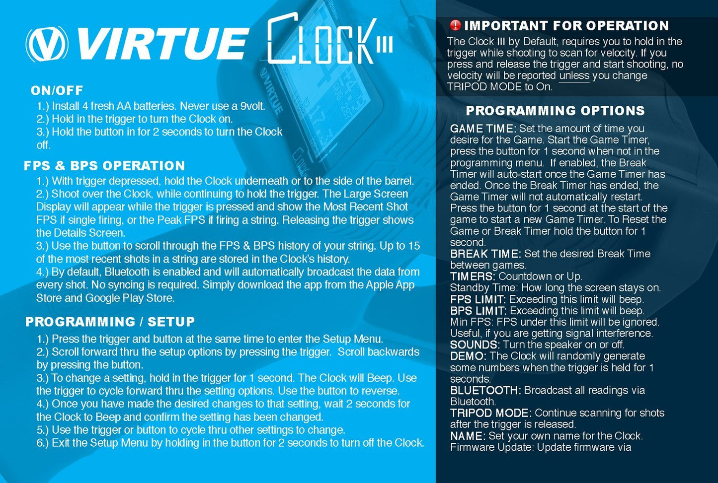 Virtue Clock III Paintball Chronograph - Black - Virtue