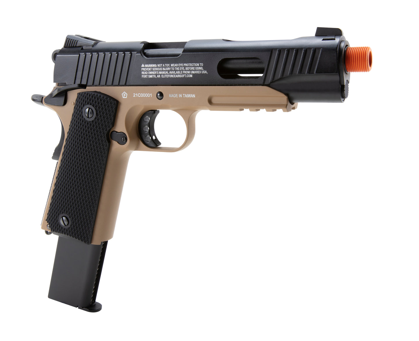 Elite Force 1911 Tac Airsoft Pistol CO2 Blowback - Legacy Edition - Black/Tan