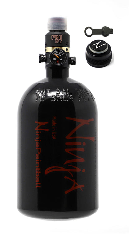 Ninja 35ci 3000psi HPA Tank with Thread Protector/Nipple Cover - Black - Ninja Paintball