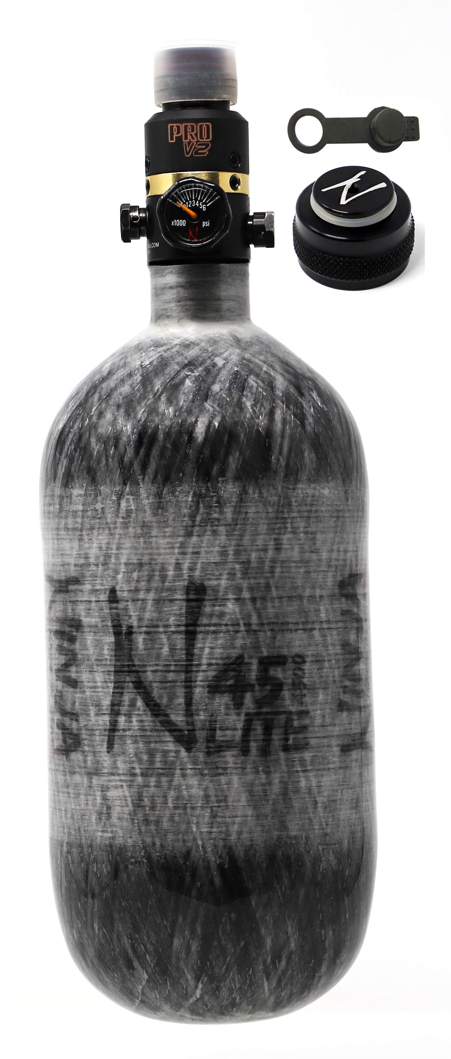 Ninja 45ci 4500psi HPA Tank with Thread Protector/Nipple Cover - Grey - Ninja Paintball