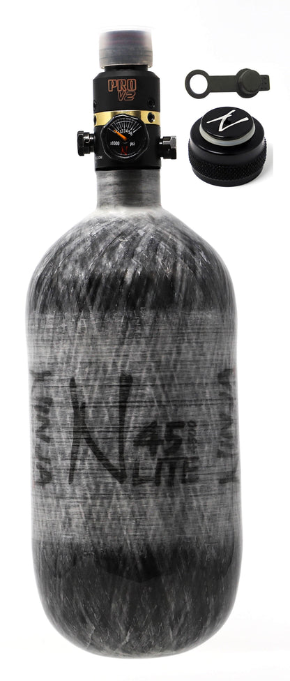 Ninja 45ci 4500psi HPA Tank with Thread Protector/Nipple Cover - Grey - Ninja Paintball