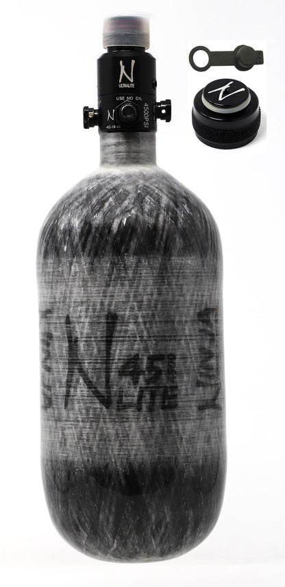 Ninja 45ci 4500psi HPA Tank with Thread Protector/Nipple Cover - Grey - Ninja Paintball