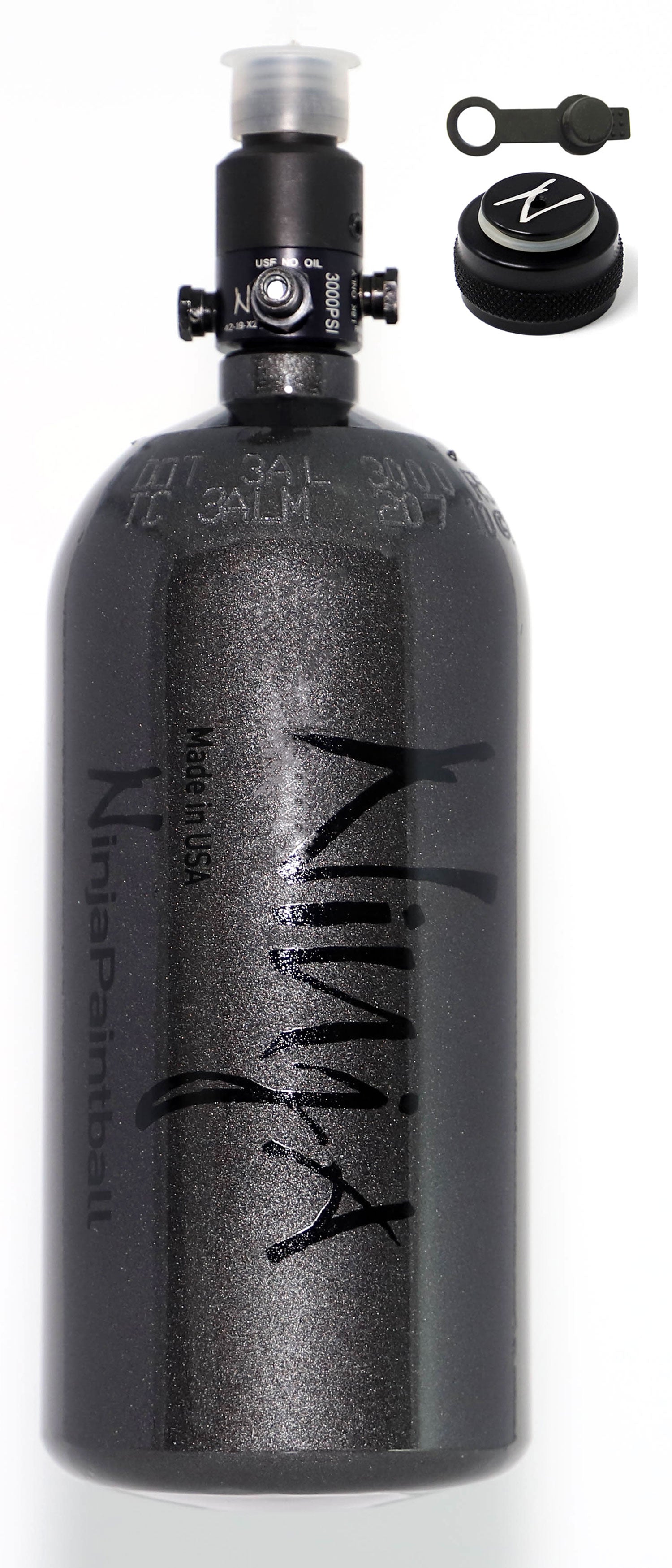 Ninja 48ci 3000psi HPA Tank with Thread Protector/Nipple Cover - Ninja Paintball