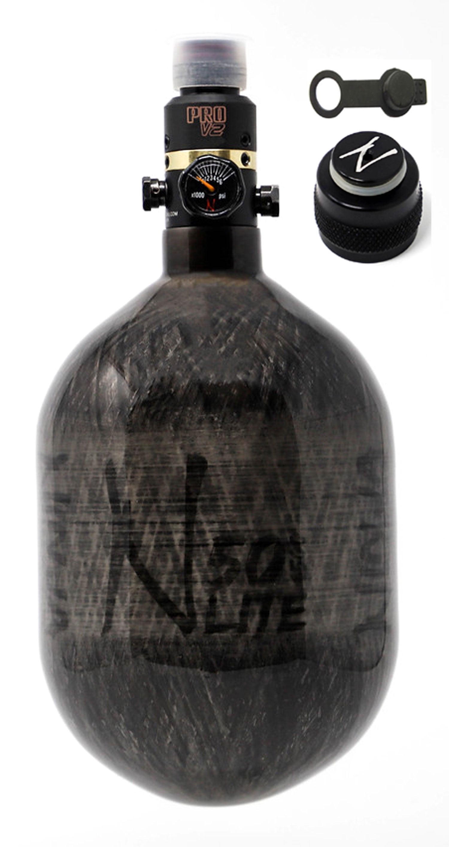 Ninja 50ci 4500psi HPA Tank with Thread Protector/Nipple Cover - Translucent Black - Ninja Paintball