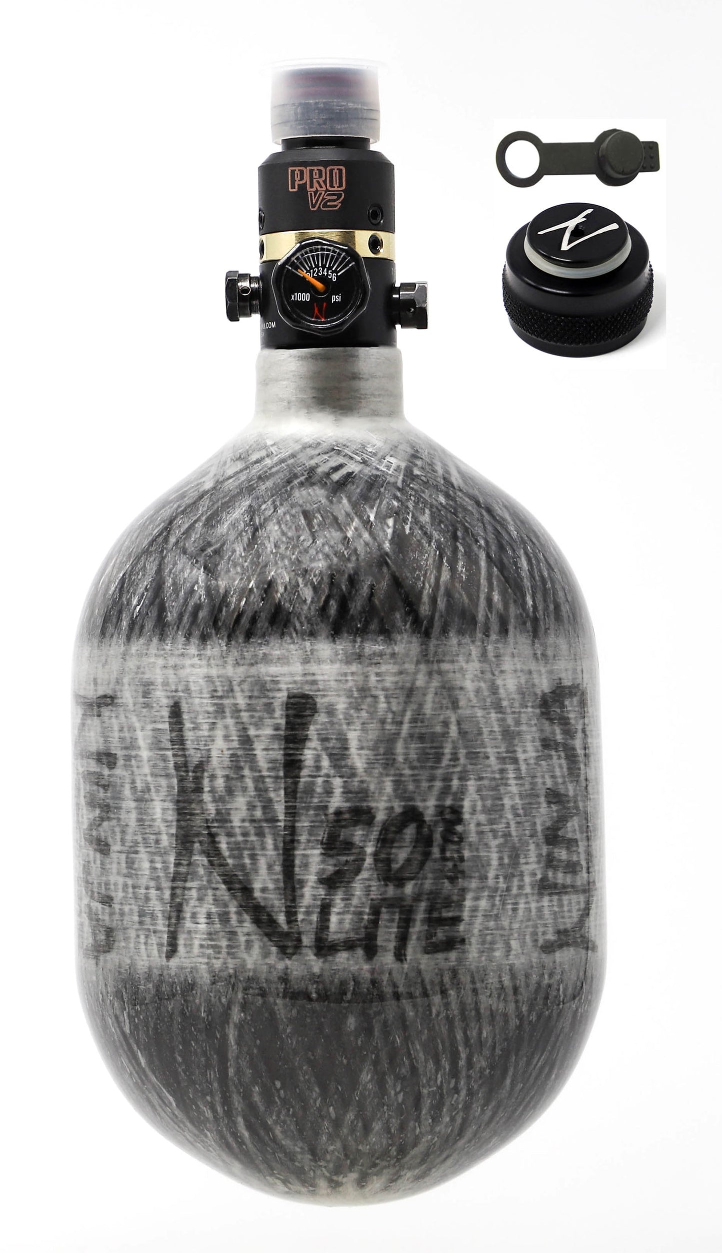 Ninja 50ci 4500psi HPA Tank with Thread Protector/Nipple Cover - Grey Ghost - Ninja Paintball