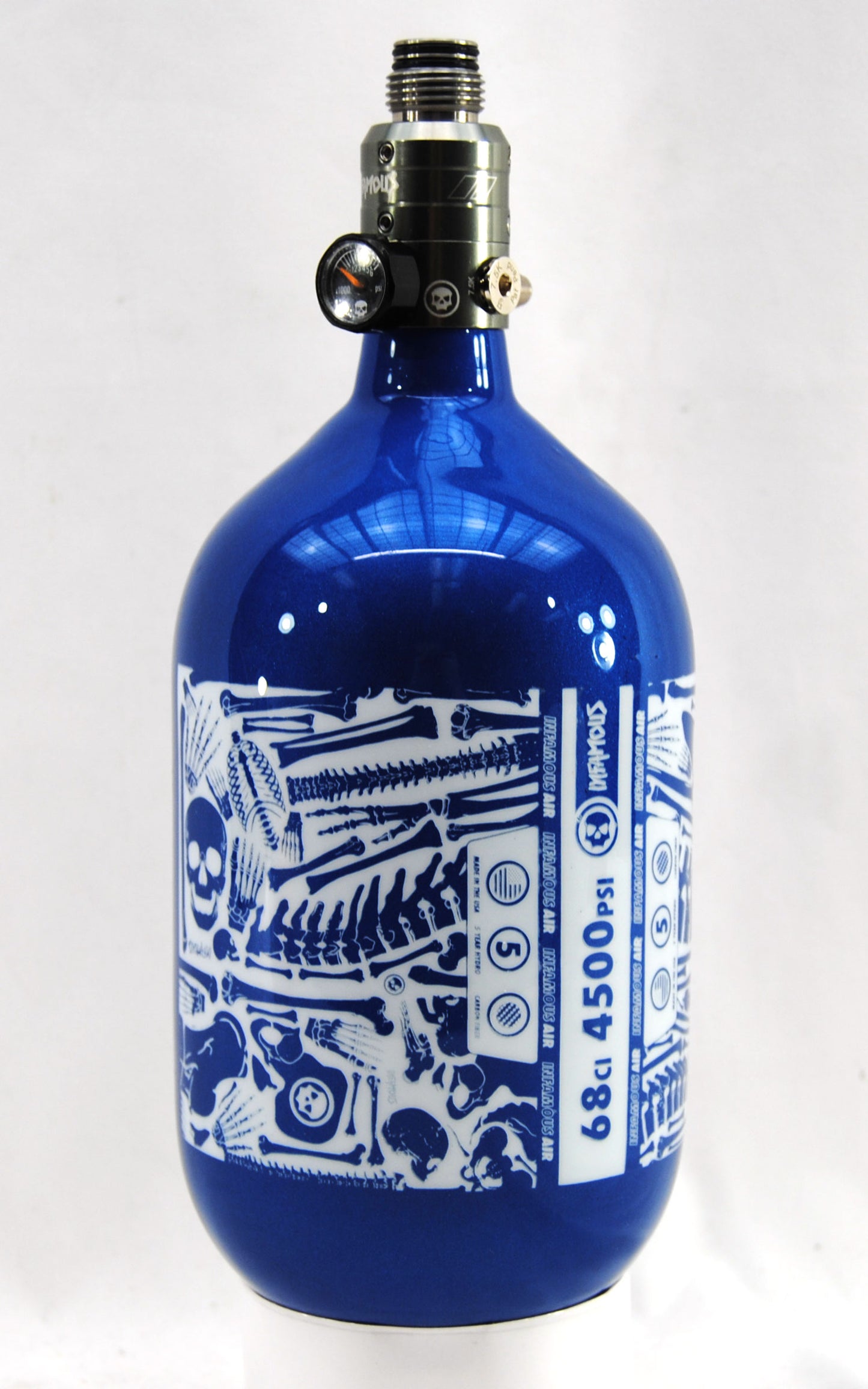 Infamous Skeleton Air "Diamond Series" 68ci/4500psi Tank w/ Silver Haymaker 500 Reg - Blue/White