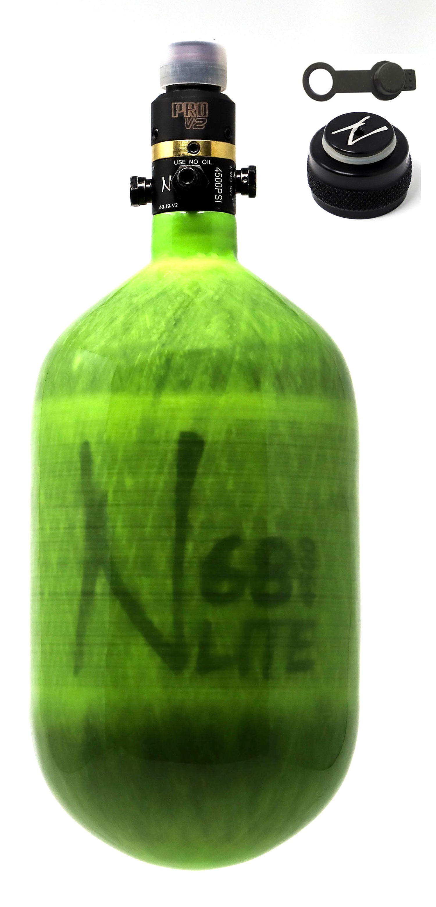 Ninja 68ci 4500psi HPA Tank with Thread Protector/Nipple Cover - Translucent Lime - Ninja Paintball