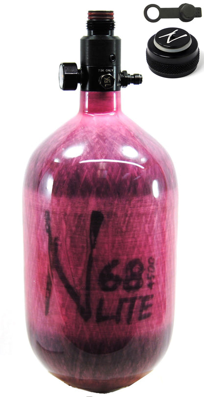 Ninja 68ci 4500psi HPA Tank with Thread Protector/Nipple Cover - Translucent Pink - Ninja Paintball