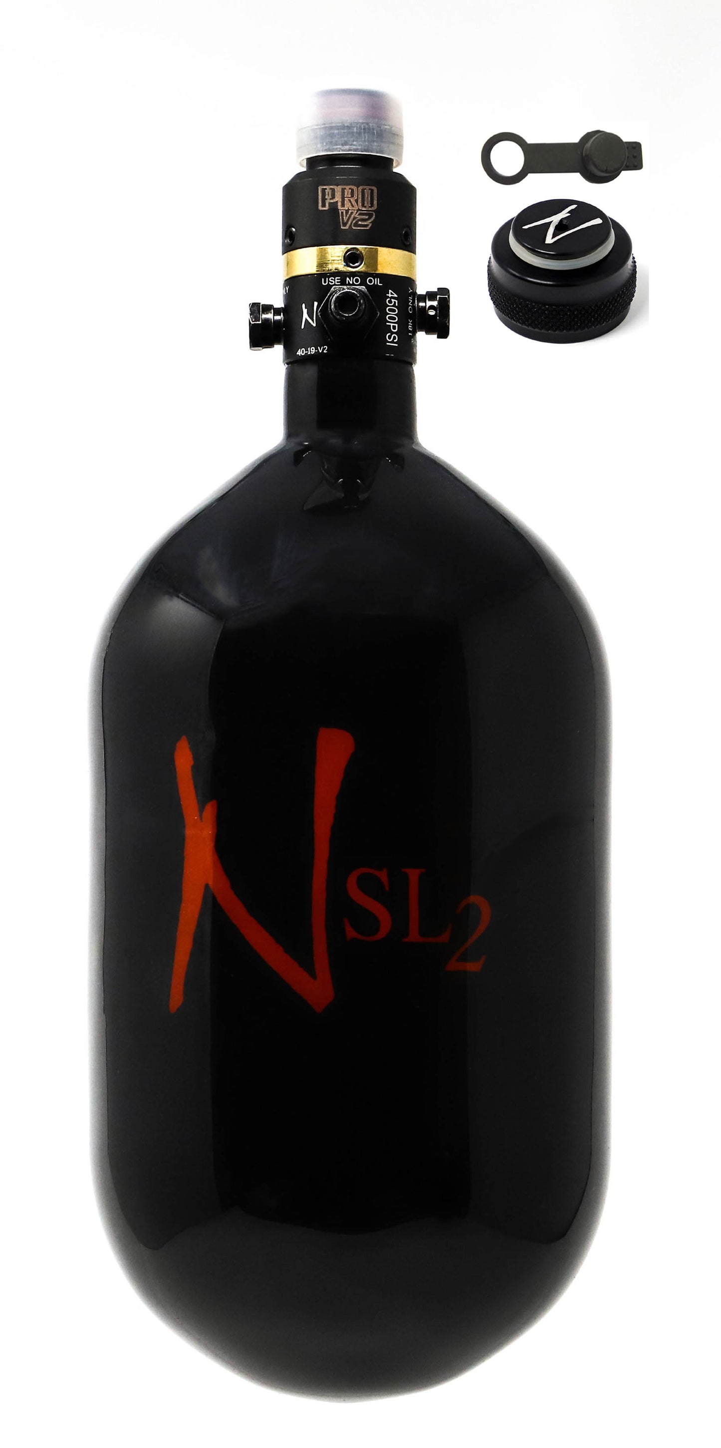 Ninja 68ci 4500psi SL2 HPA Tank with Thread Protector/Nipple Cover - Black - Ninja Paintball