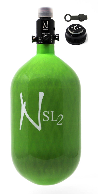 Ninja 68ci 4500psi SL2 HPA Tank with Thread Protector/Nipple Cover - Lime - Ninja Paintball
