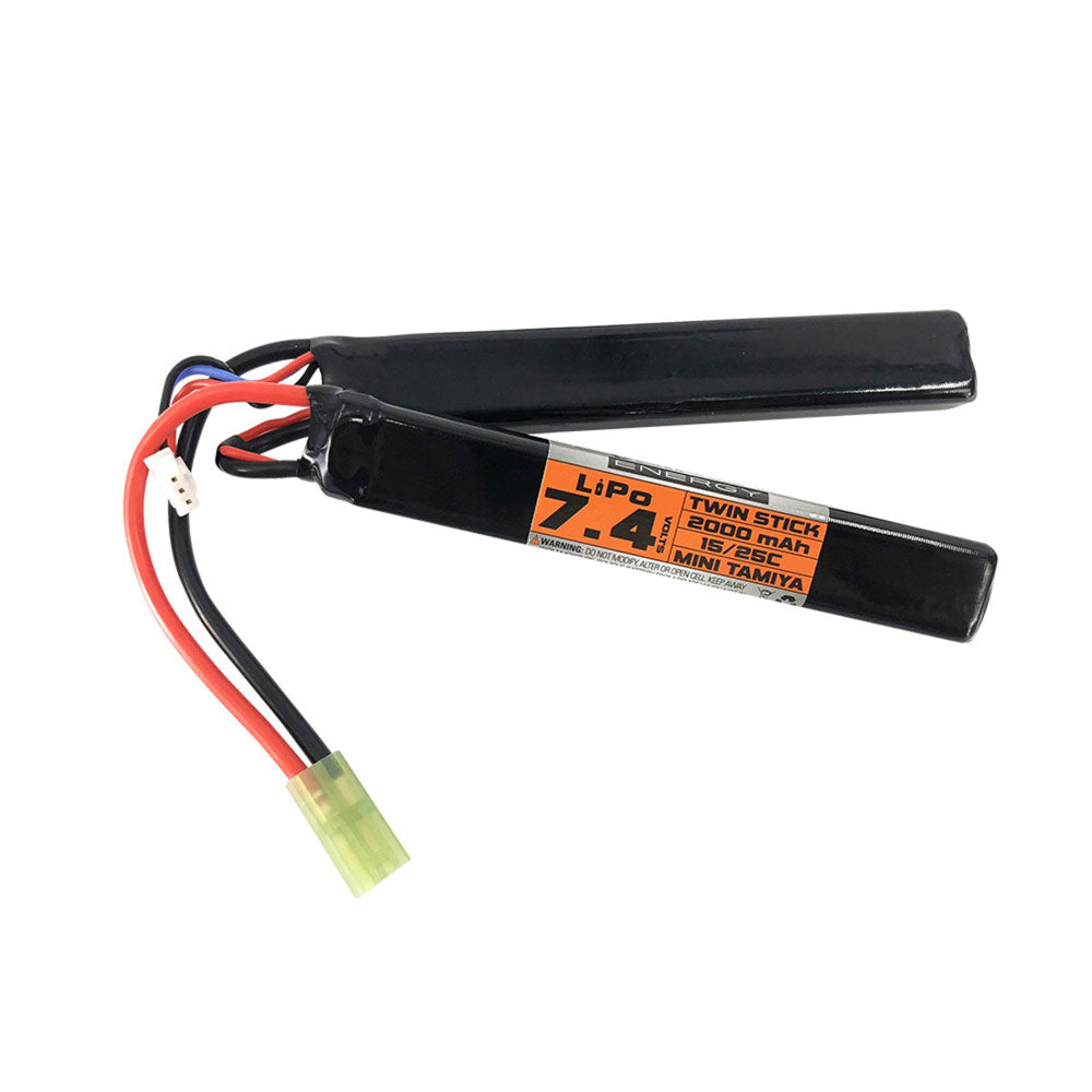 Valken 7.4V 2000mAh 15/25C LiPo Battery Twin Stick - Valken Paintball