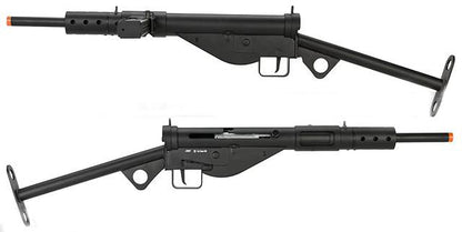 AGM Full Metal WWII MkII Sten British 9mm Full Auto Airsoft AEG SMG - Black - Evike