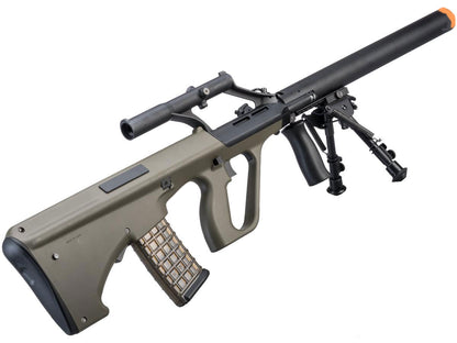 Snow Wolf AUG "Phantom" Bullpup Airsoft AEG Rifle w/ Intergraded Scope &amp; Mock Suppressor - OD Green - Evike