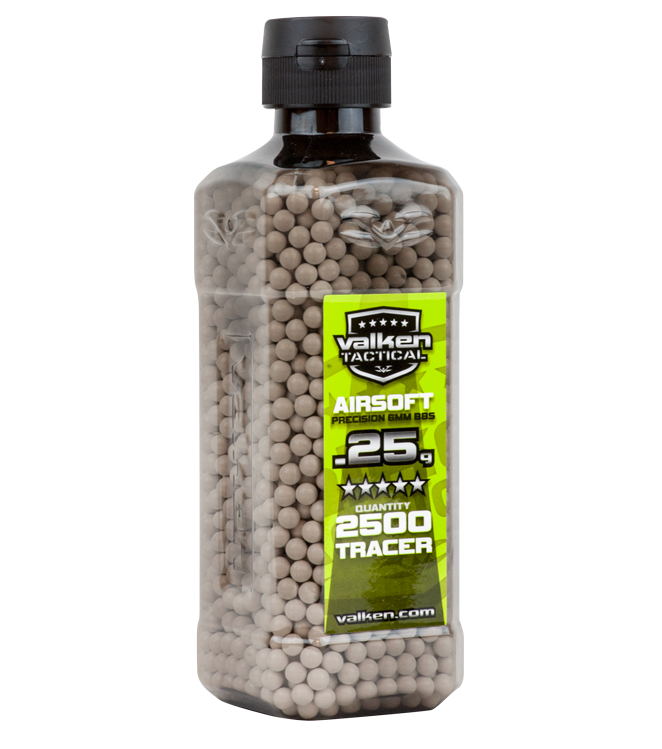 Valken Tracer .25g White BBs 2500 Count Bottle - Valken Paintball