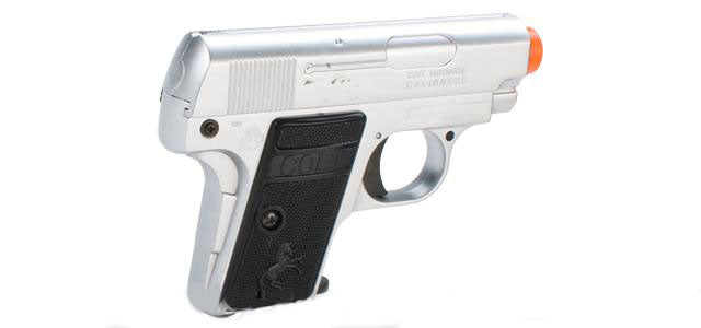 Cybergun Colt Licensed 1908 Vest pocket Hammerless .25 ACP Full Size Airsoft Pistol - Silver - Evike