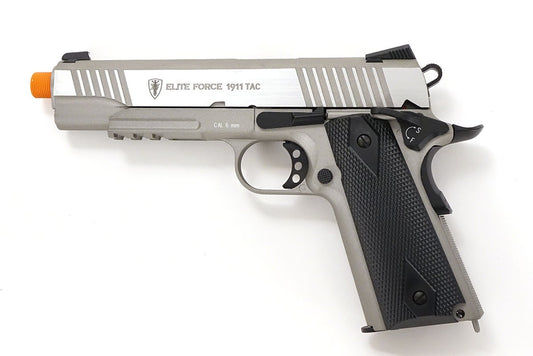 Elite Force 1911 Tac CO2 Semi Auto Metal Blowback Airsoft Pistol Stainless - Elite Force