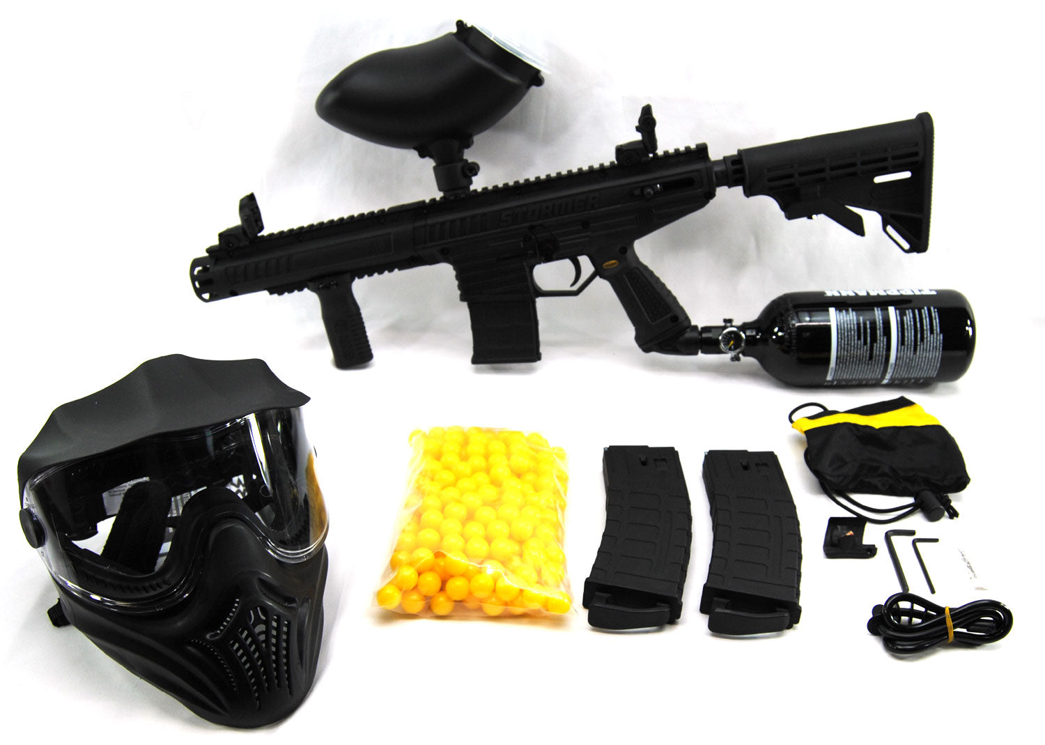 Tippmann Stormer Elite Paintball Package 200 Rd Loader Paintballs 48/3000 Tank - Tippmann