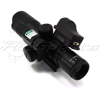 TacFire 2.5-10x40 Dual ILL Scope w/Green Laser w/Mini Red Dot - TACFIRE