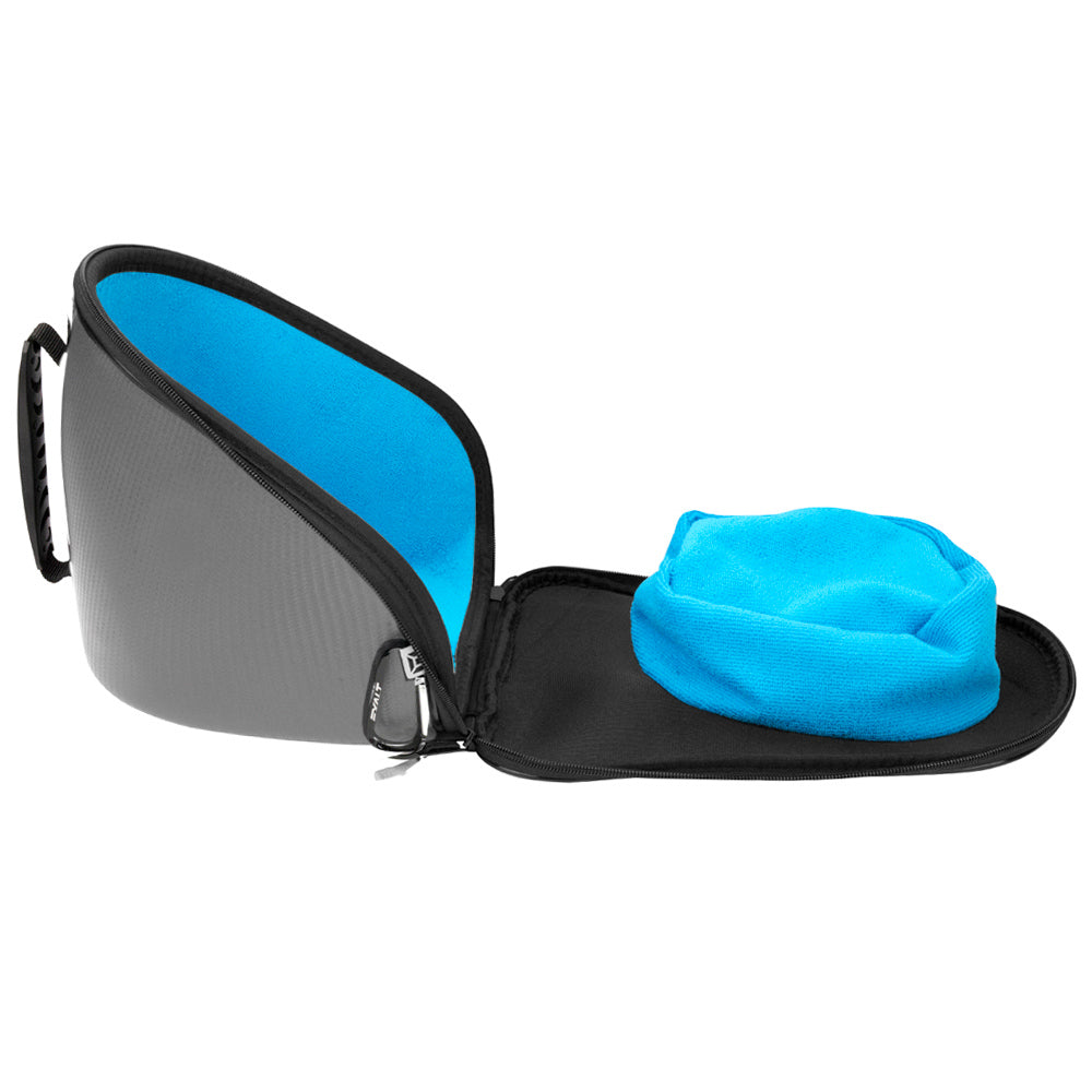 Limited Edition Exalt V3 Universal Carbon Goggle Case - Charcoal Grey / Cyan Microfiber - Exalt