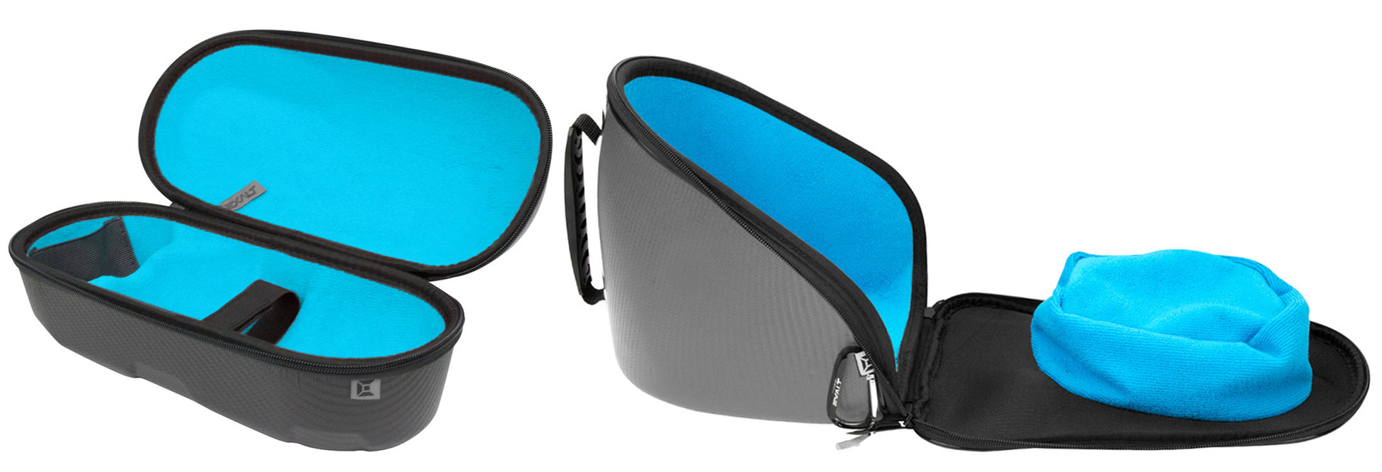 Exalt LE Universal Carbon V3 Goggle &amp; Tank Case - Charcoal Grey / Cyan Microfiber - Exalt