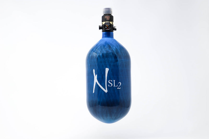 Ninja 68ci 4500psi SL2 HPA Paintball Tank - Blue w/ White Logo - Pro V2 Reg