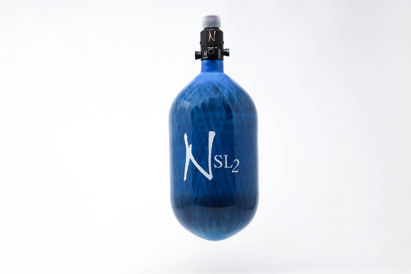 Ninja 68ci 4500psi SL2 HPA Paintball Tank - Blue w/ White Logo - Standard Reg