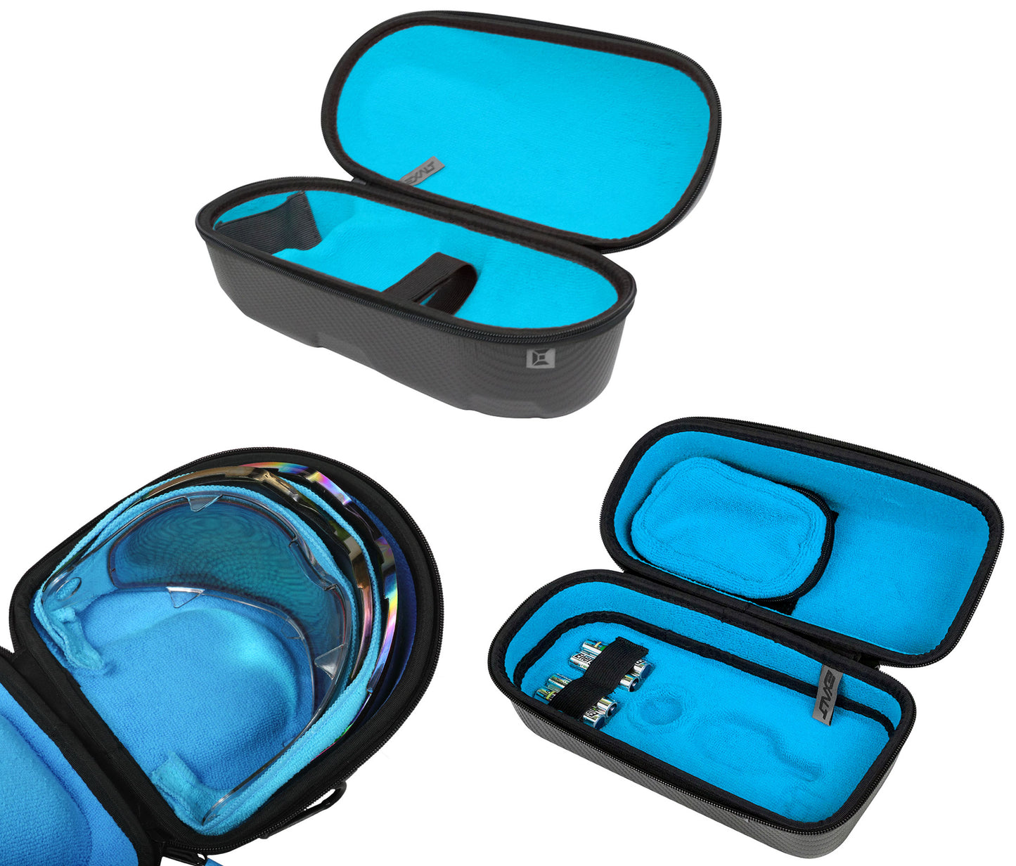 Exalt LE Universal Carbon V3 Lens &amp; Loader &amp; Tank Case - Charcoal Grey / Cyan Microfiber - Exalt