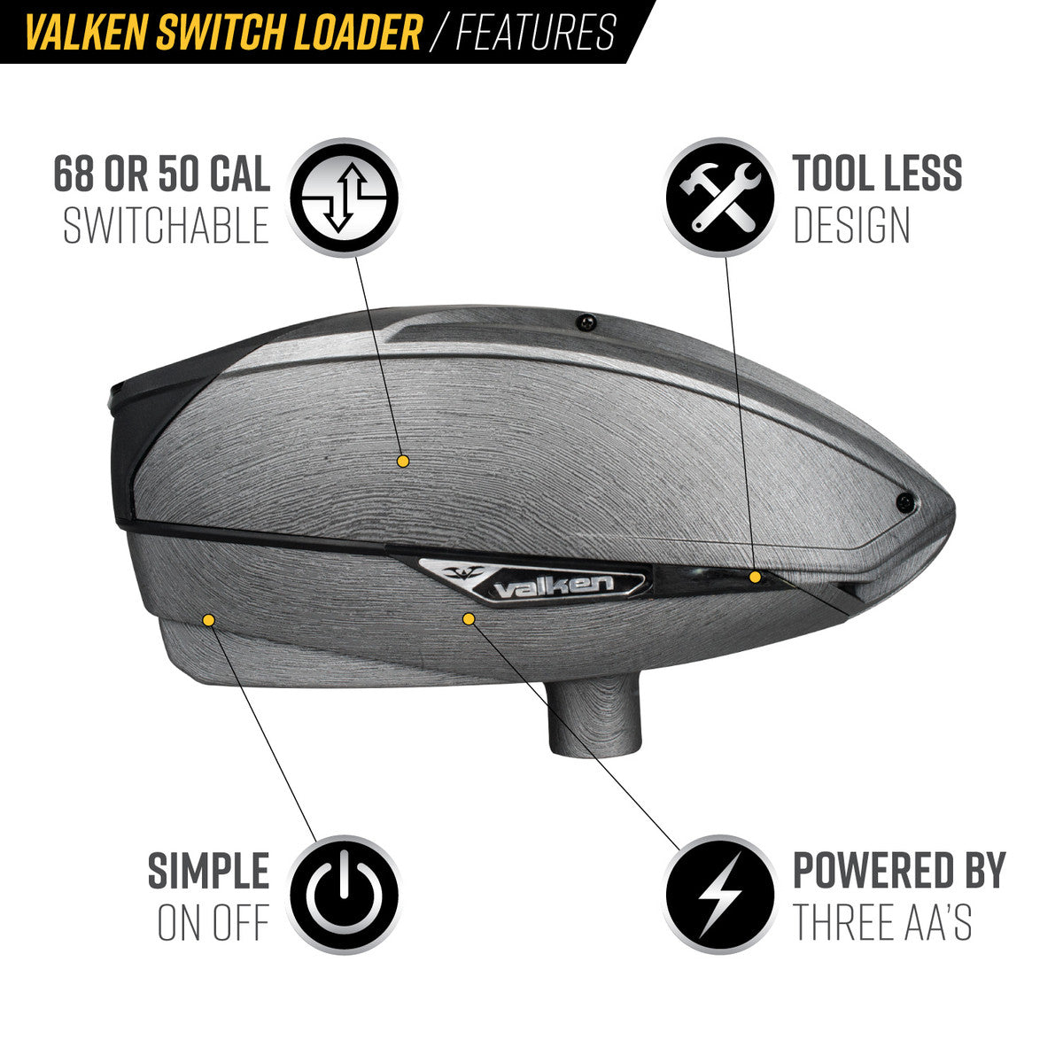 Valken VSL Electronic Loader - Alloy Series - Brushed Metallic - Valken Paintball